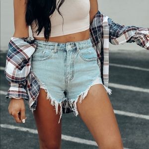 Blue Buttercup Frayed Cutoff Jean Shorts